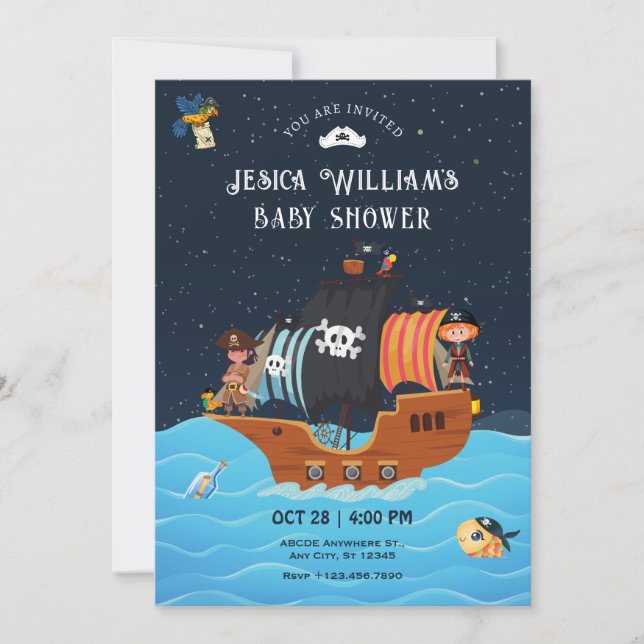 Pirate Ship birthday baby shower Invitation (Front)