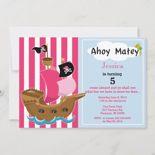 Pirate Ship Birthday Invitation (Front)