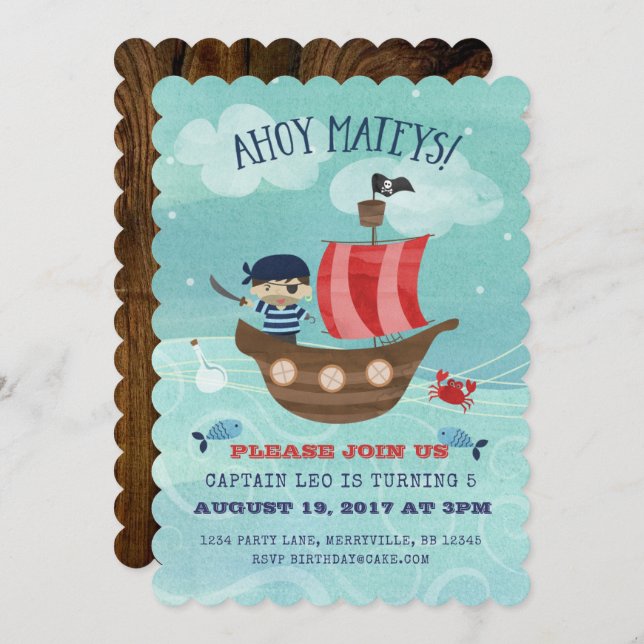 Pirate Ship Birthday Invitation (Front/Back)