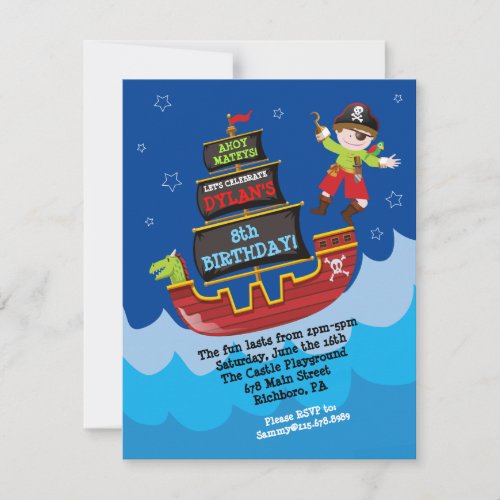 Pirate Ship Birthday Invitation Invitation