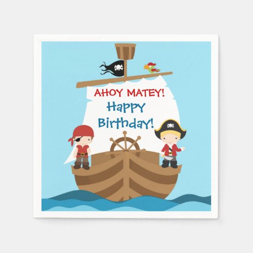 Pirate Ship Birthday Paper Napkins