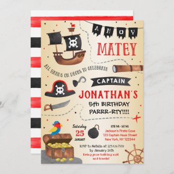 Pirate Ship Birthday Party Invitation by SugarPlumPaperie at Zazzle