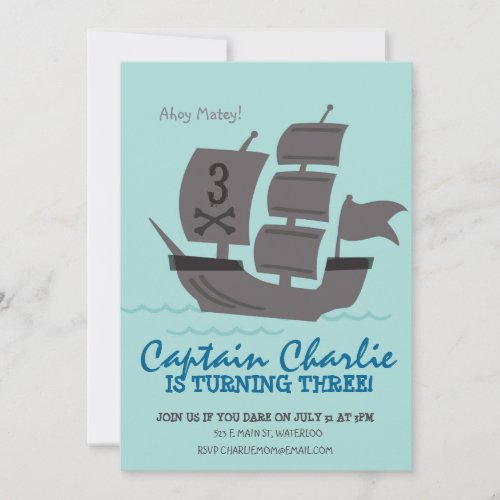 Pirate Ship Birthday Party Invite