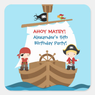 Pirate Ship Birthday Party Sticker