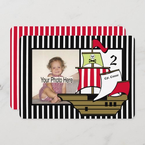 Pirate Ship Birthday Photo Invitation