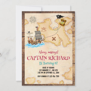 Pirate Ship Birthday Pirates Treasure Hunt Kids Invitation