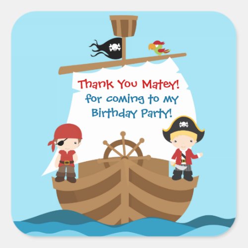 Pirate Ship Birthday Thank You Sticker