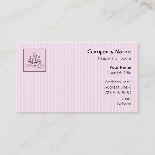 Pirate Ship Black and Pink Business Card