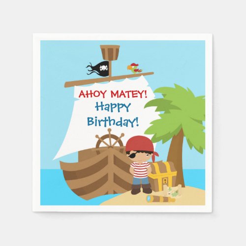 Pirate Ship Boy Birthday Paper Napkins
