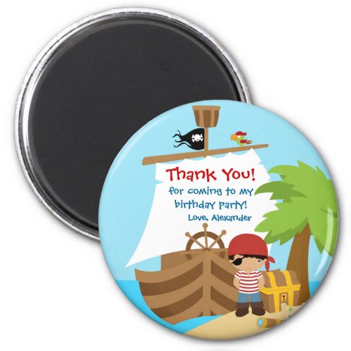 Pirate Ship Boy Birthday Party Thank You Magnet