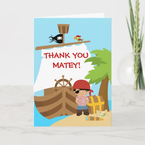 Pirate Ship Boy Birthday Thank You Card
