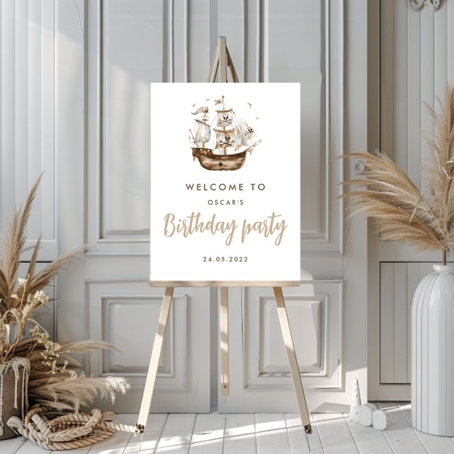 Pirate Ship Brown Nautical Theme Birthday Foam Board (Creator Uploaded)