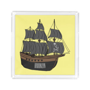 Pirate ship cartoon illustration acrylic tray