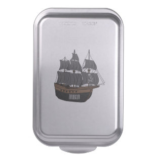 Pirate ship cartoon illustration cake pan