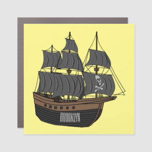 Pirate ship cartoon illustration car magnet
