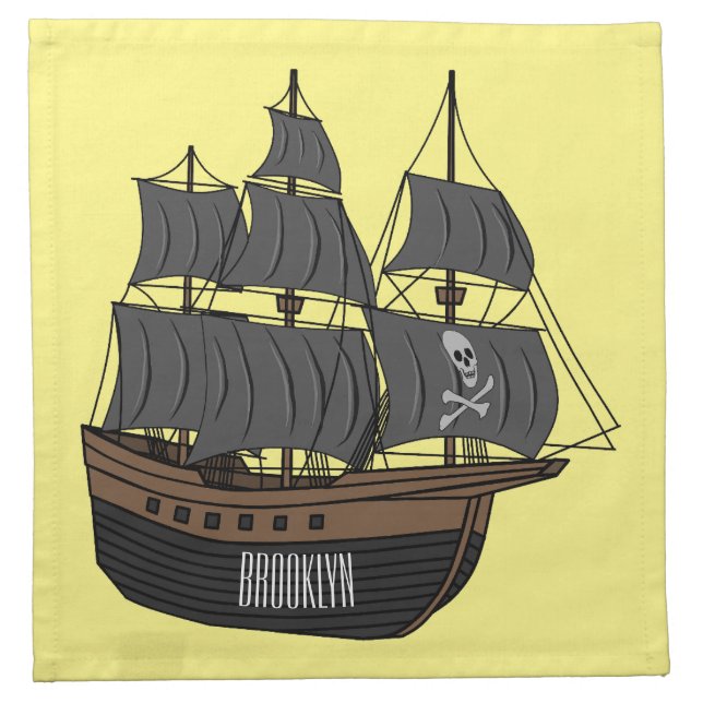 Pirate ship cartoon illustration  cloth napkin (Front)