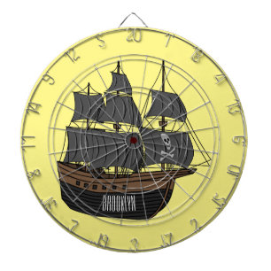 Pirate ship cartoon illustration dart board