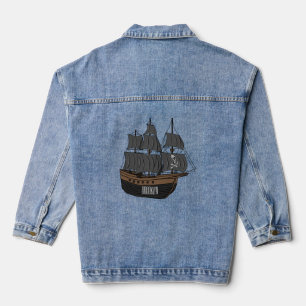 Pirate ship cartoon illustration  denim jacket