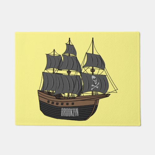 Pirate ship cartoon illustration  doormat