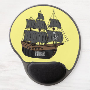 Pirate ship cartoon illustration gel mouse pad