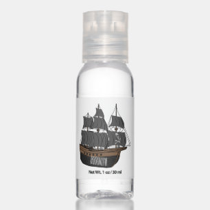 Pirate ship cartoon illustration hand sanitizer