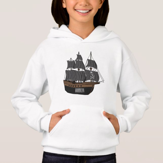 Pirate ship cartoon illustration  hoodie (Front)