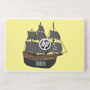 Pirate ship cartoon illustration HP laptop skin