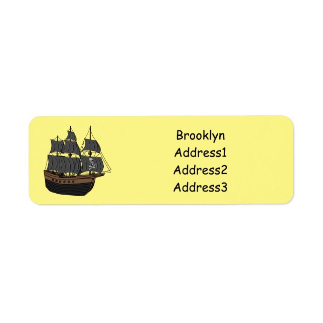Pirate ship cartoon illustration label (Front)