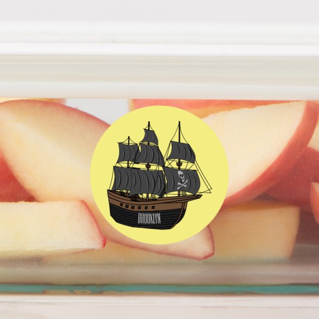 Pirate ship cartoon illustration  labels (Affixed)