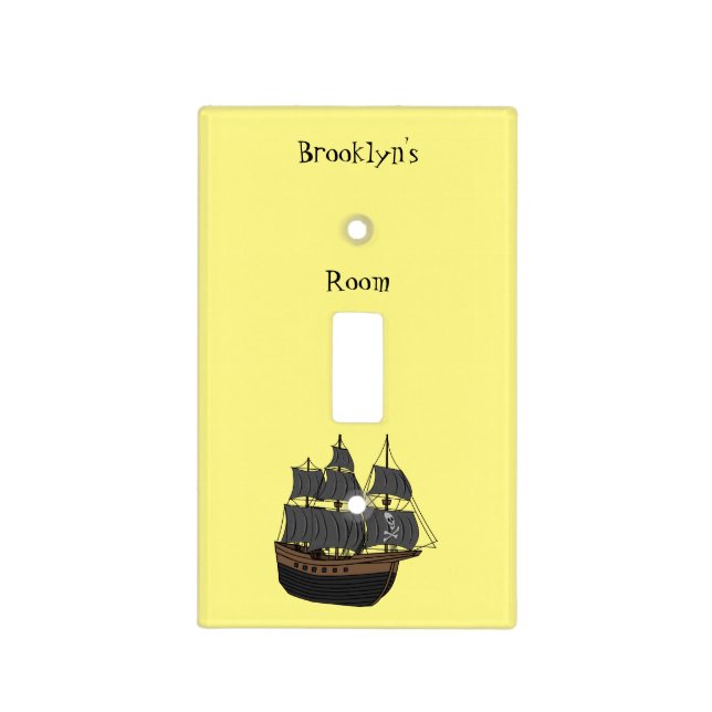 Pirate ship cartoon illustration light switch cover (Front)