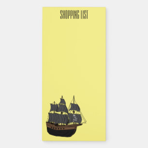 Pirate ship cartoon illustration magnetic notepad