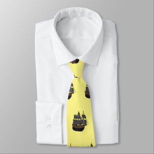 Pirate ship cartoon illustration neck tie