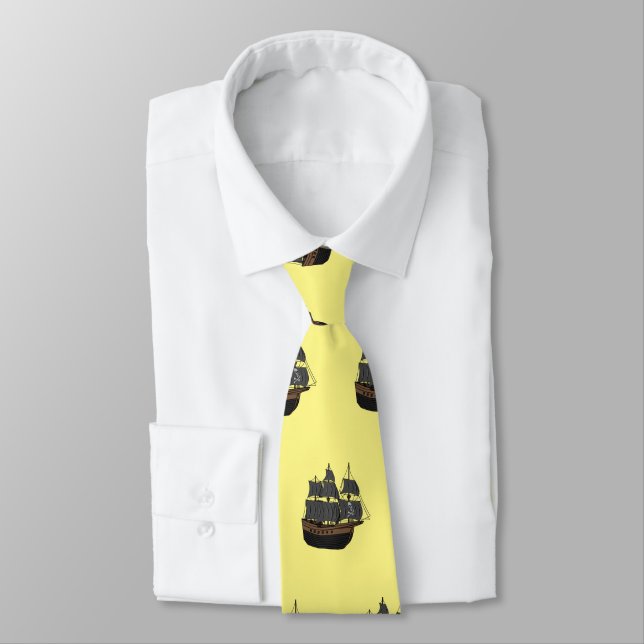 Pirate ship cartoon illustration  neck tie (Tied)