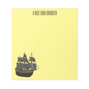 Pirate ship cartoon illustration  notepad