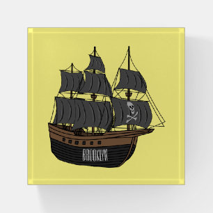 Pirate ship cartoon illustration  paperweight