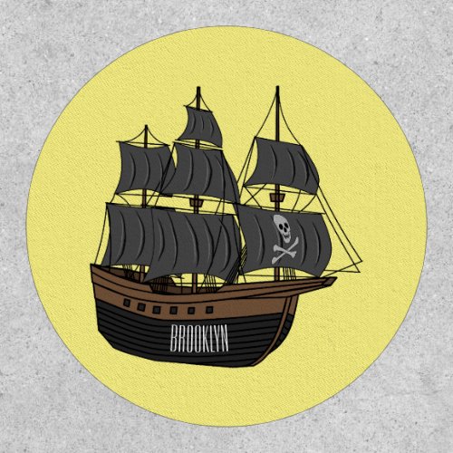 Pirate ship cartoon illustration  patch