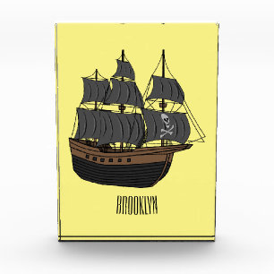 Pirate ship cartoon illustration photo block