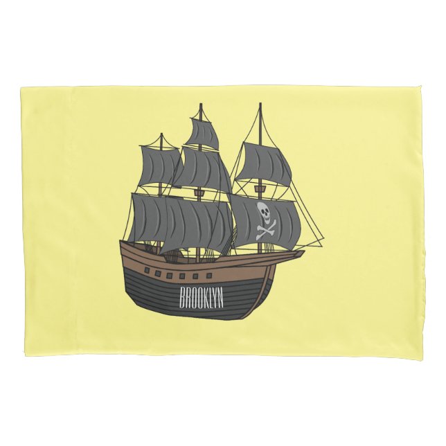 Pirate ship cartoon illustration  pillow case (Front)