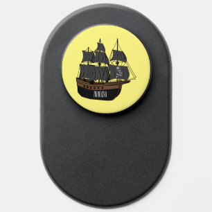 Pirate ship cartoon illustration  PopSocket