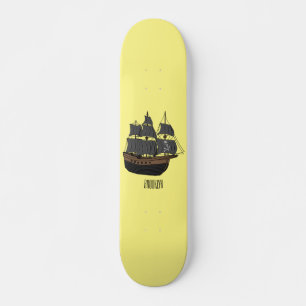 Pirate ship cartoon illustration  skateboard