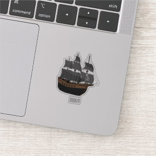 Pirate ship cartoon illustration sticker