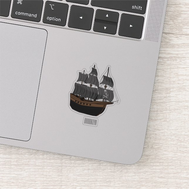 Pirate ship cartoon illustration sticker (Detail)