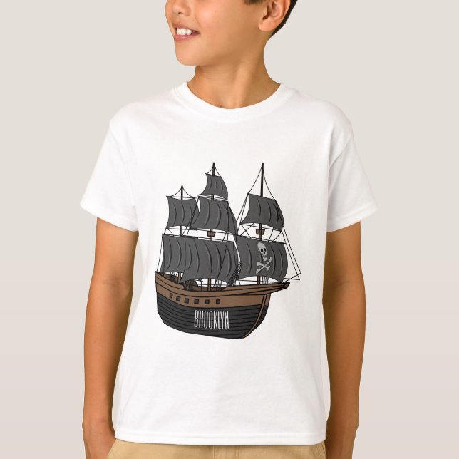Pirate ship cartoon illustration  T-Shirt (Front)