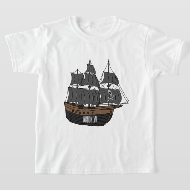 Pirate ship cartoon illustration T-Shirt | Zazzle