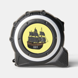 Pirate ship cartoon illustration  tape measure