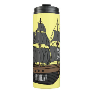 Pirate ship cartoon illustration thermal tumbler