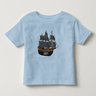 Pirate ship cartoon illustration toddler t-shirt