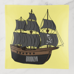 Pirate ship cartoon illustration  trinket tray