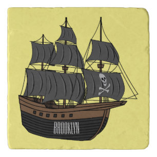 Pirate ship cartoon illustration trivet