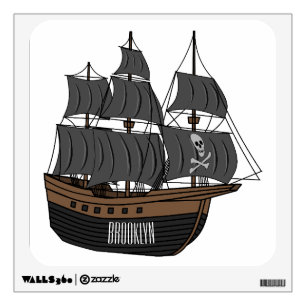 Pirate ship cartoon illustration wall decal